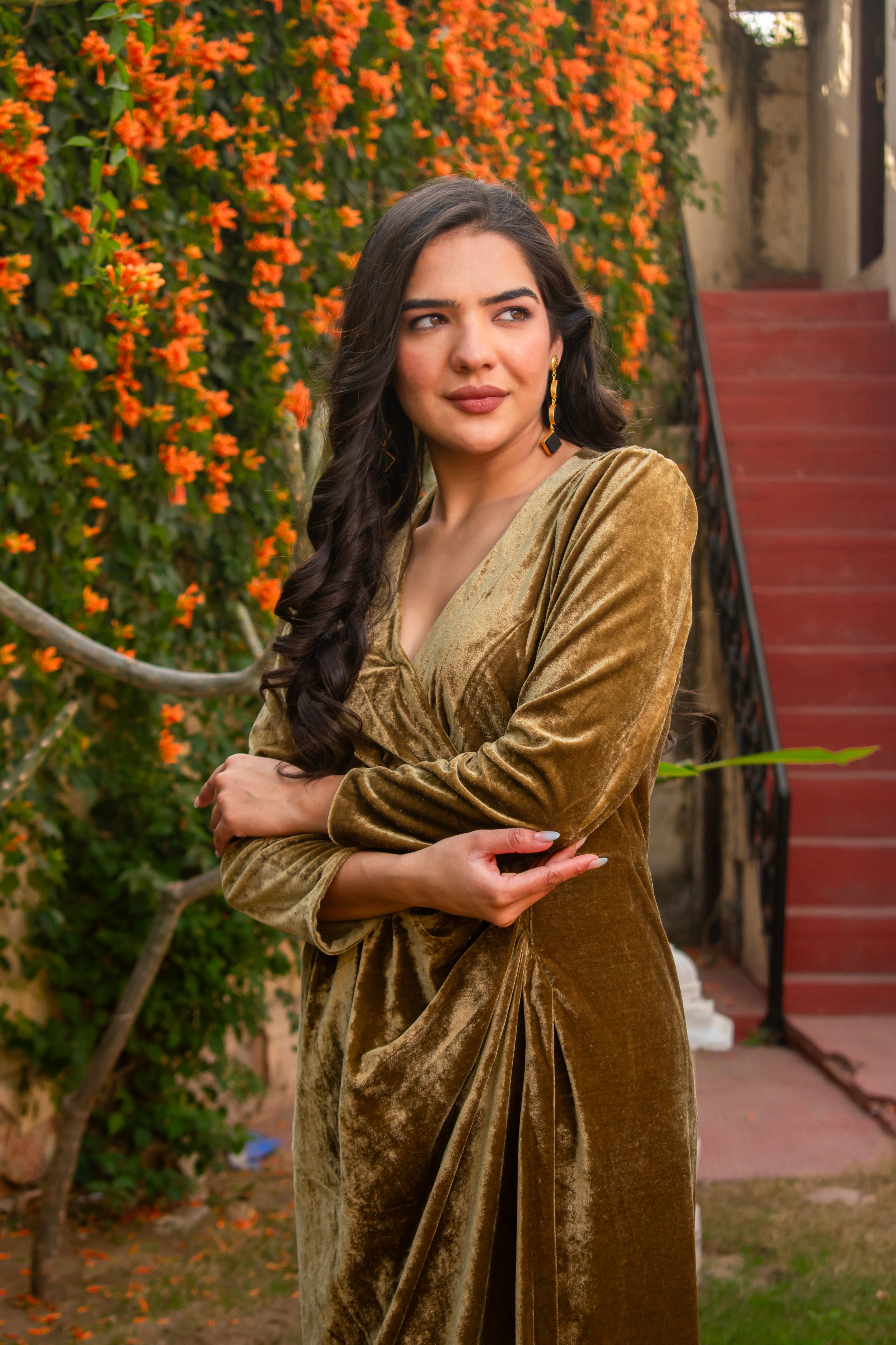 Meher - Brown Velvet Dress