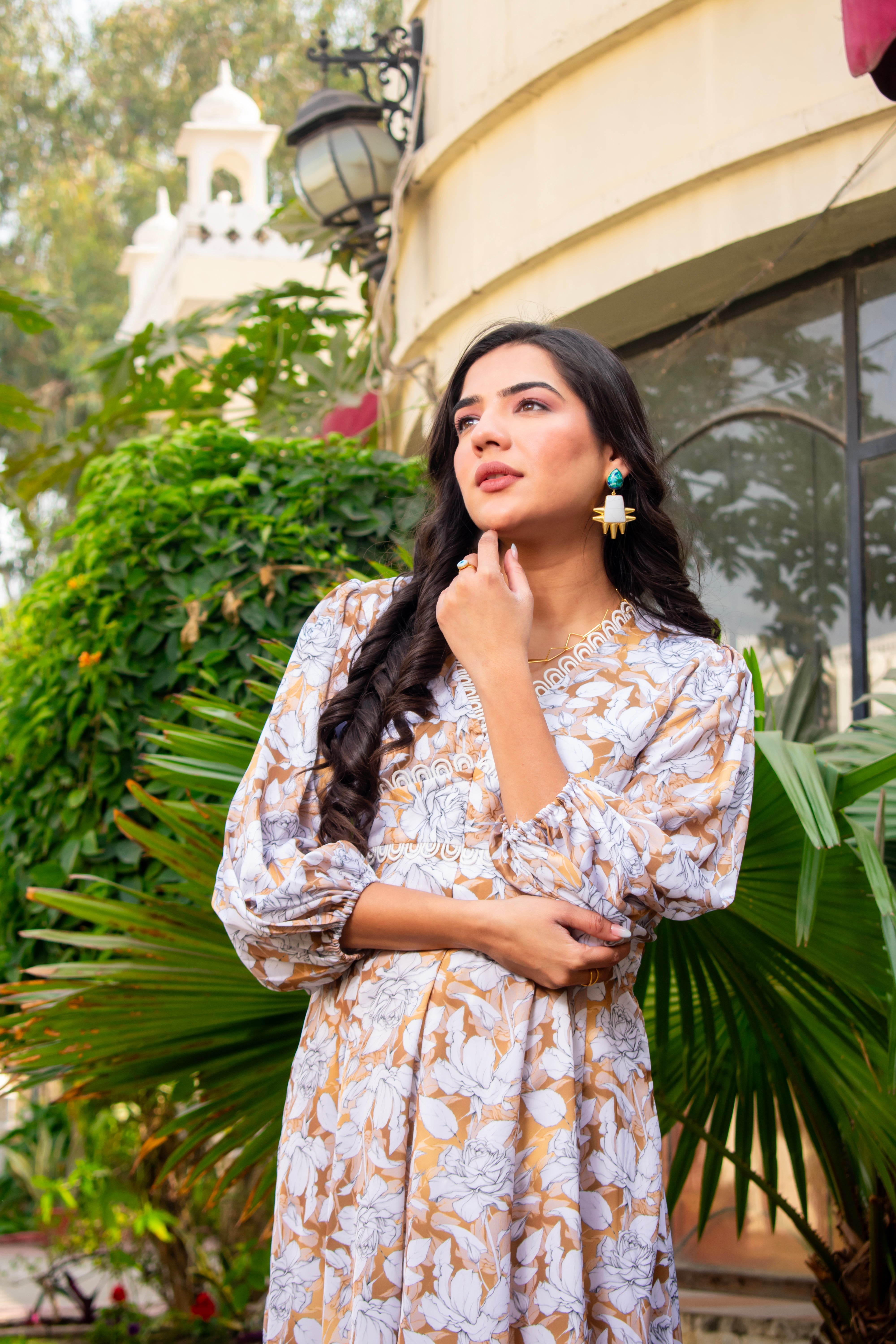 Brown Floral Dresses 